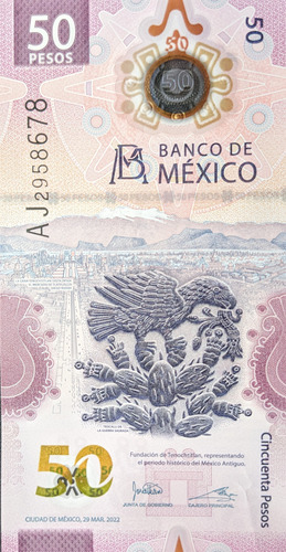 Billete Ajolote $50 Aj Con Error De Impresión Cincuenta Peso