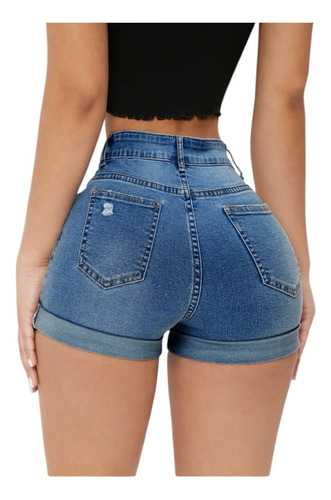 Short De Mezclilla Push Up Para Mujer Talle Alto