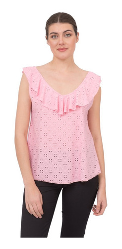 Imagen 1 de 4 de Blusa Mujer Remera De Broderie Talles Grandes