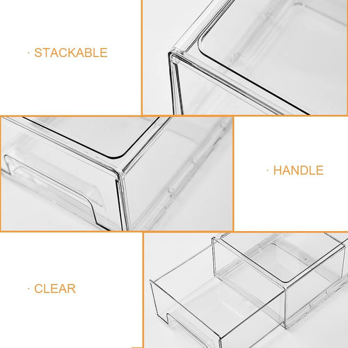 Paquete De 2 Cubos Organizores Apilables Para Refrigilor Con