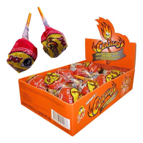 Dulces Indy Cerillos Tamarindo Picosito 20pz Paleta Sandia