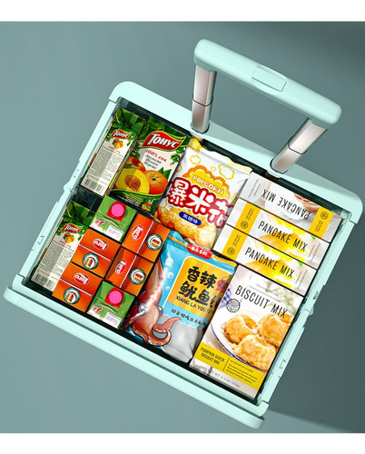 Carrito De Compras Plegable Ruedas Resistente 43 X 38 Cm Color Turquesa