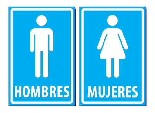 Imagen 1 de 4 de Par Letreros Baños Hombres, Mujeres 20x30 Cm