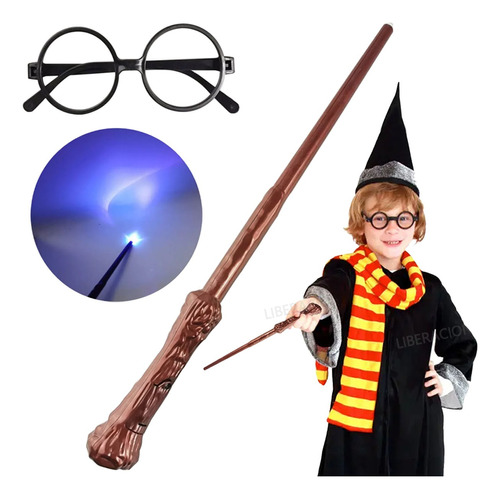 Varita Harry Potter Con Luz Incluye Unos Lentes Para Disfraz