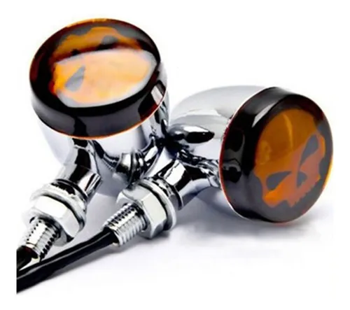Luz Giro Calavera Metal Señal Giro Retro Motocicleta