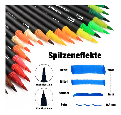 Rotuladores W-100 Colores Con Bolígrafo De Acuarela, Doble P