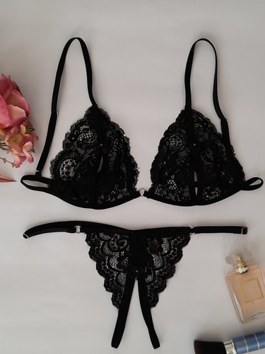 Baby Doll Erotico Bralette Crotchless + Tanga Francesa