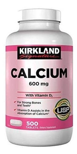 Suplemento Kirkland Calcium 600 mg más vitamina D 500 comprimidos