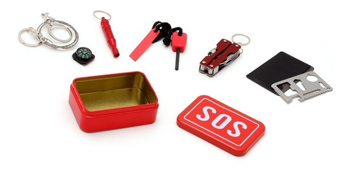 Kit Supervivencia Sos Emergency Cort Plumas Brujula Silbato