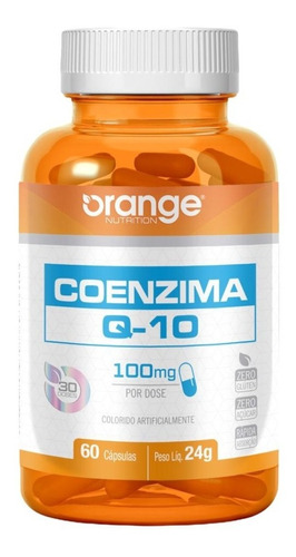 Coenzima Q-10 Dosis de 100 mg de coenzima Q-10, 60 cápsulas nutritivas de color naranja