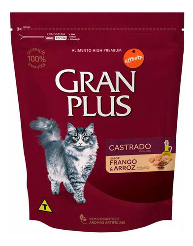 Ração Gran Plus Gatos Castrados Frango/arroz 3kg