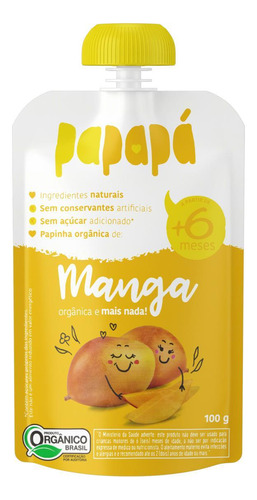 Kit 6x: Papinha Orgânica De Manga Papapá 100g