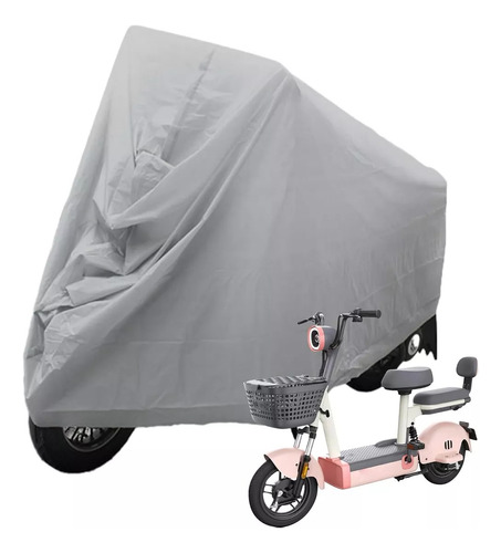 Funda Cubierta Impermeable Xl Cubre Moto Vehículo Anti Uv Gris