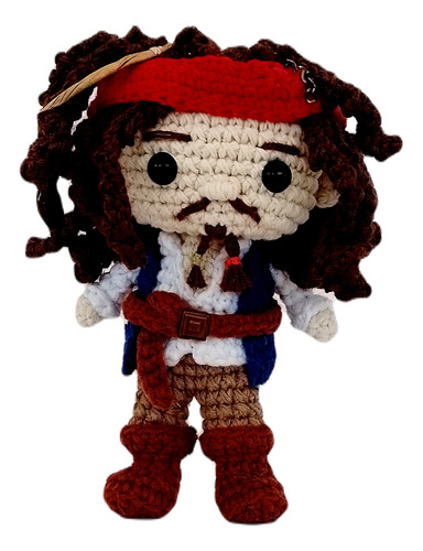 Muñeco Jack Sparrow Amigurumi Arte Crochet Decoración 