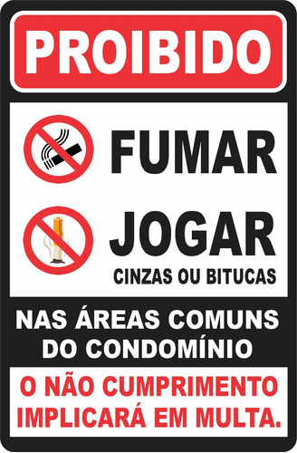 Placa Proibido Fumar Condominios - 22x15cm