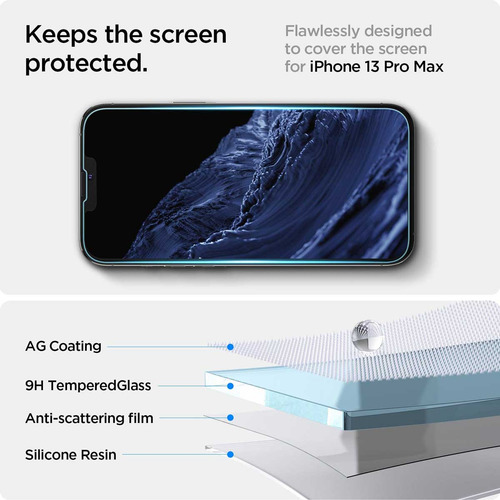 Spigen Vidrio Templado iPhone 13 Pro Max / 14 Plus (2 Und)
