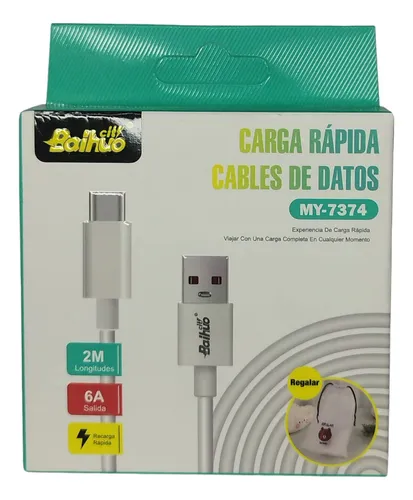 Cable Usb - C Carga Rápida 2 Mt Y Transferencia De Datos