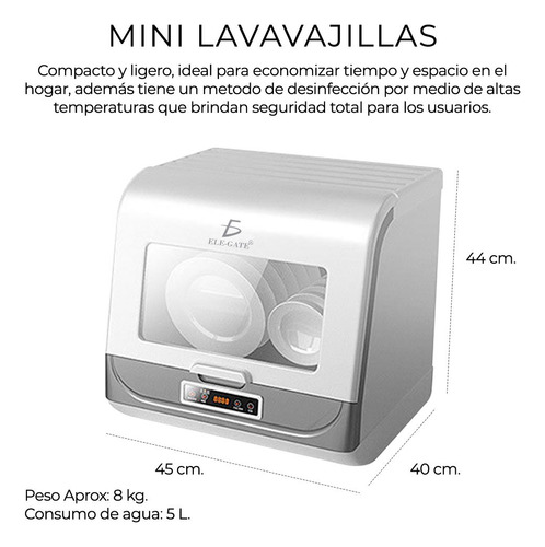 Mini Lavavajillas Portátil Depósito Agua Cocina Práctico
