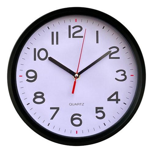 Reloj De Pared Silencioso 30 Cm Fácil De Leer Analógico Negr