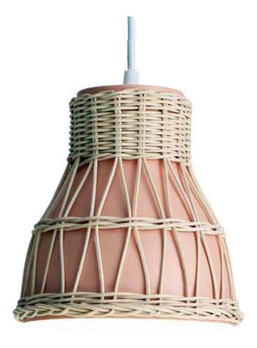 Luminaria Colgante Metal Fibras Naturales Rosa Zum