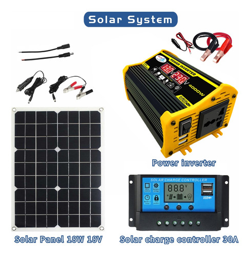 Kit De Panel Solar Inversor De Corriente De 300 W 12v