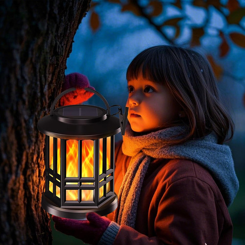 Farol Solar Con Efecto Llama Para Exterior