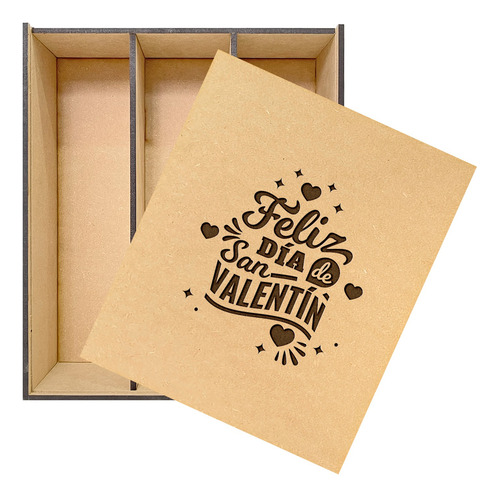 Caja Madera Mdf Botella Vino Y 2copas S/bot S/copas C/grabad