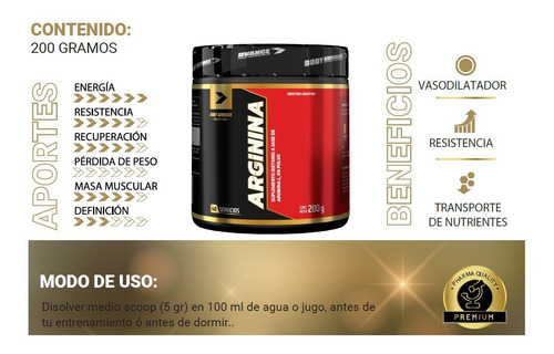 Imagen 4 de 5 de Oxido Nítrico. L - Arginina 200 Gr. Body Advance