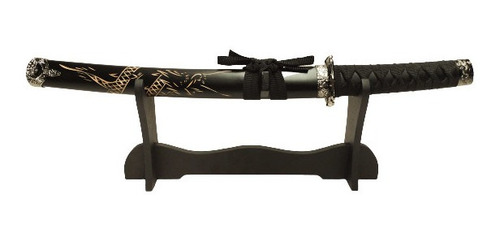 Espada Katana Tanto Bainha Dragão Esculpido Aço 440c Suporte