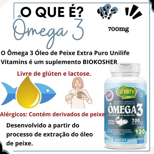 Óleo De Peixe 700mg Ômega 3 Desodorizado 120 Caps - Unilife