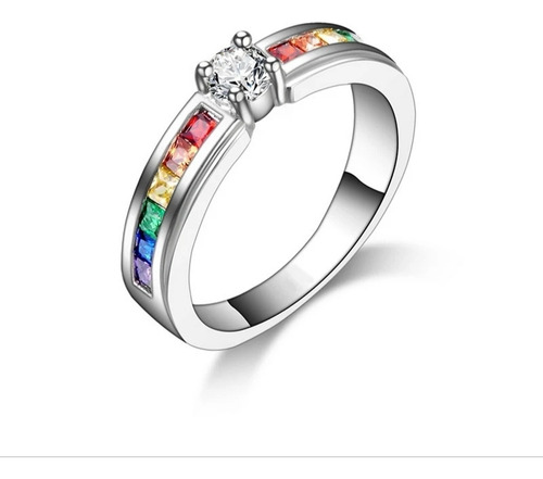 Anillo Plata S925 Arcoiris 