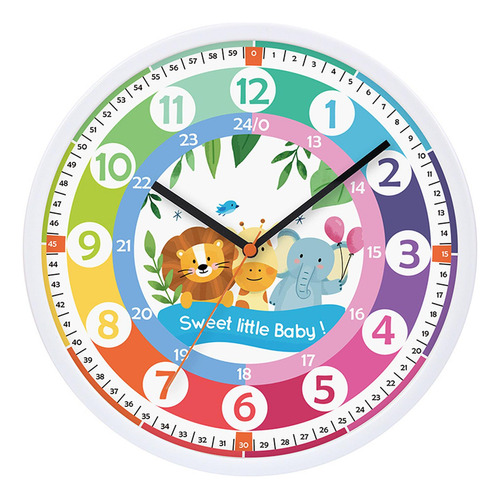 Reloj Analógico De 25 Cm Para Niños, Decoración Animales
