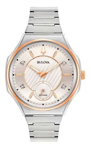 Reloj Bulova 98d004 Para Hombre 4 Diamantes Negro Elegante