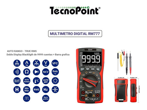 Imagen 4 de 10 de Tester Multimetro Digital Baw Capacimetro True Rms Autorango