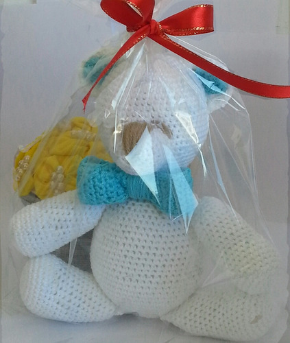 Imagem 7 de 12 de Ursinho De Croche Amigurumi Branco Baby 26cm Toy Art Newborn