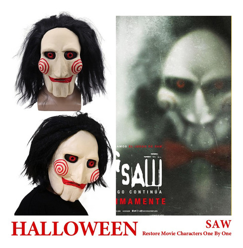 Máscaras De Peluca De The Movie Saw Super Real Horror Scary