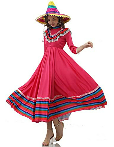 Vestido Mexicano Jalisco Para Mujer De Día De Los Muertos Y Flamenco