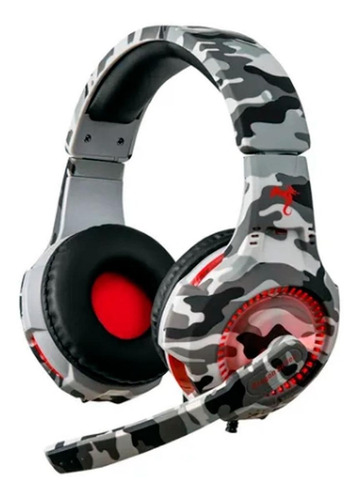 Audífonos gamer Kolke Soldier KGA-450 gris camuflaje con luz  rojo LED