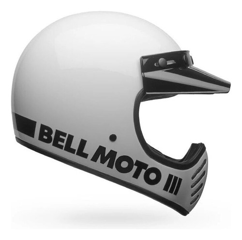Casco Moto Bell Moto-3 Integral Sin Visor Fibra De Vidrio Blanco Classic Gloss White Xl