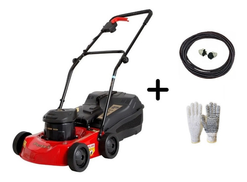 Cortadora de pasto eléctrica Petri 3005071 con bolsa recolectora de 0.75 hp y 220V color rojo/negro