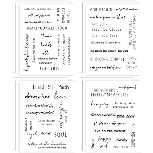 12 Hojas De Pegatinas Inspiradoras Con Letras Manuscritas Mo