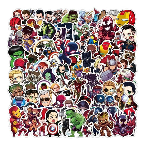 100 Stickers De Super Heroes Marvel / Dc Comics