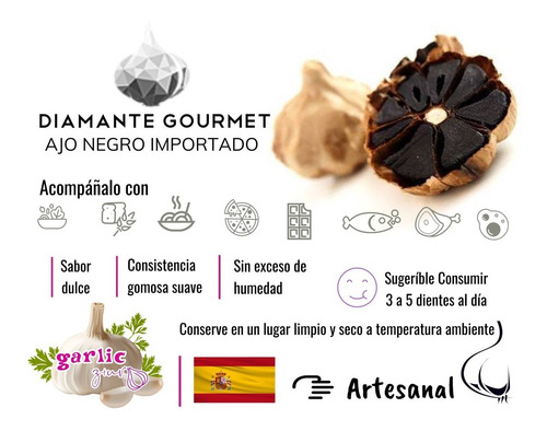 Ajo Negro Orgánico Los Rancheros 8 Cabezas(4 Bolsas De 2 Pz)