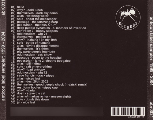 Cd Anticon Label Sampler: 1999 - 2004 (various) Estándar