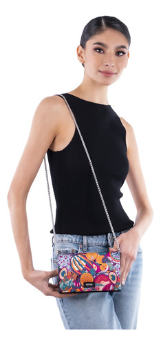 Bolsa Crossbody Hook Pineda Covalin Diseño Fruta Mexicana Negro Fruta Mexicana
