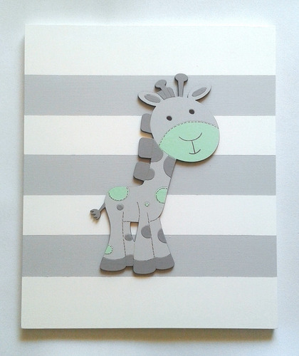 Imagen 3 de 7 de Cuadros Infantiles Fondo A Rayas - Decoración Infantil