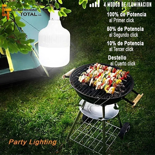 Imagen 3 de 10 de Foco Lampara Camping Pesca Portátil Carga Solar O Usb 6-8hs