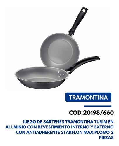 20198660 Tramontina Juego De Sartenes 2 Pzas Turim