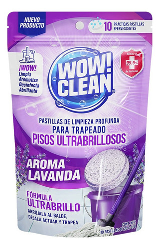 Limpiador Multiusos En Pastillas Wow Clean Aroma Lavanda 10