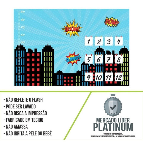 Imagem 3 de 5 de Tecido Fotográfico Mesversário Heróis Cute + Moldura Em Mdf